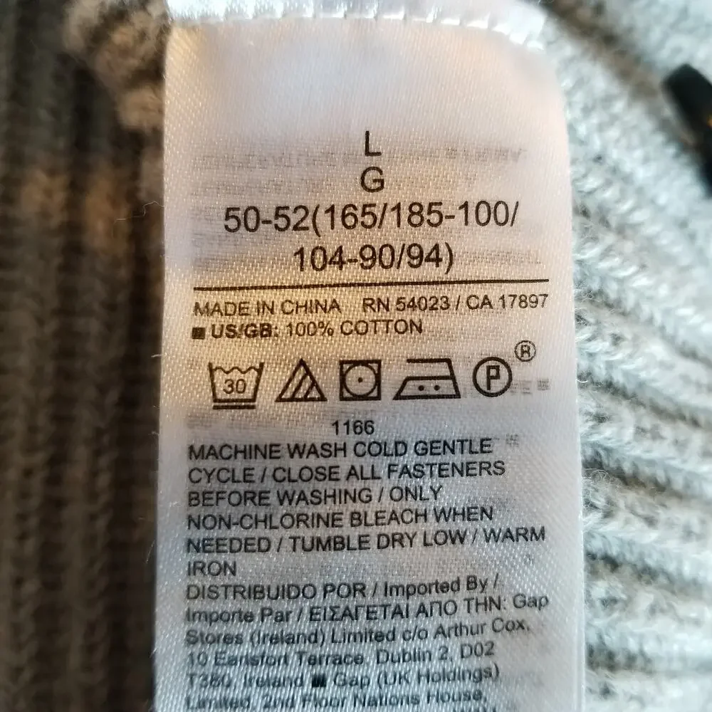 Banana Republic Men's 100% Organic Cotton Grandpa Shawl Cardigan Gray Size Large